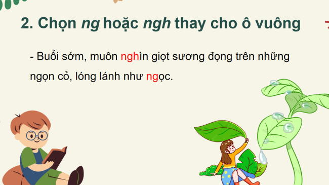 PowerPoint Tiếng Việt 2 Bài 14: Nghe - viết Cỏ non cười rồi