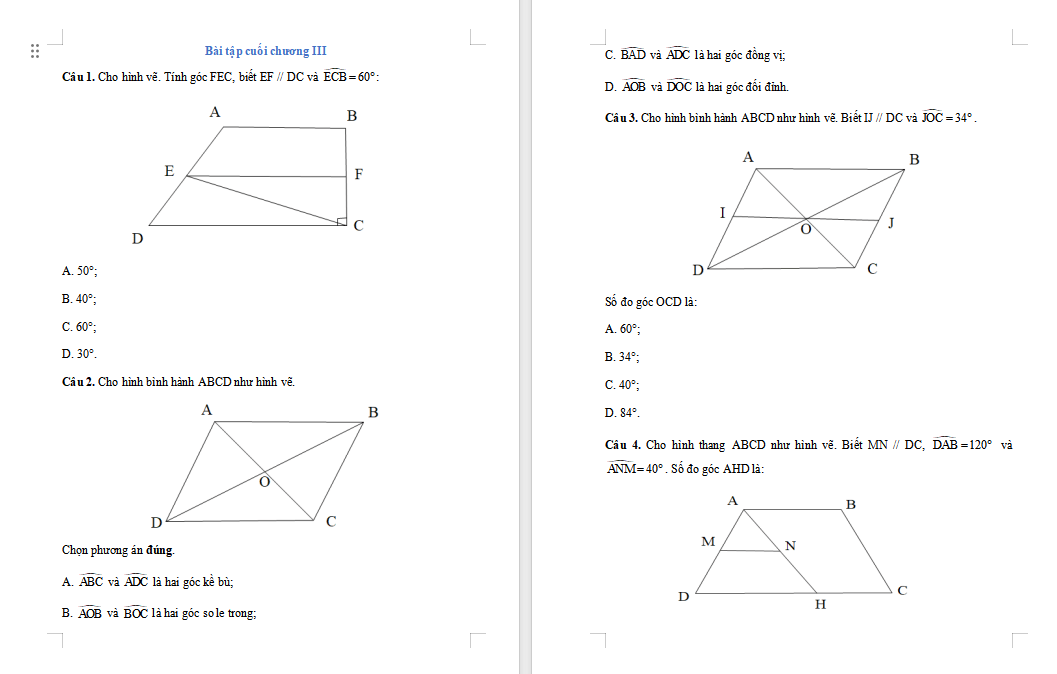 Bài tập Toán 7 Bài tập cuối chương 3