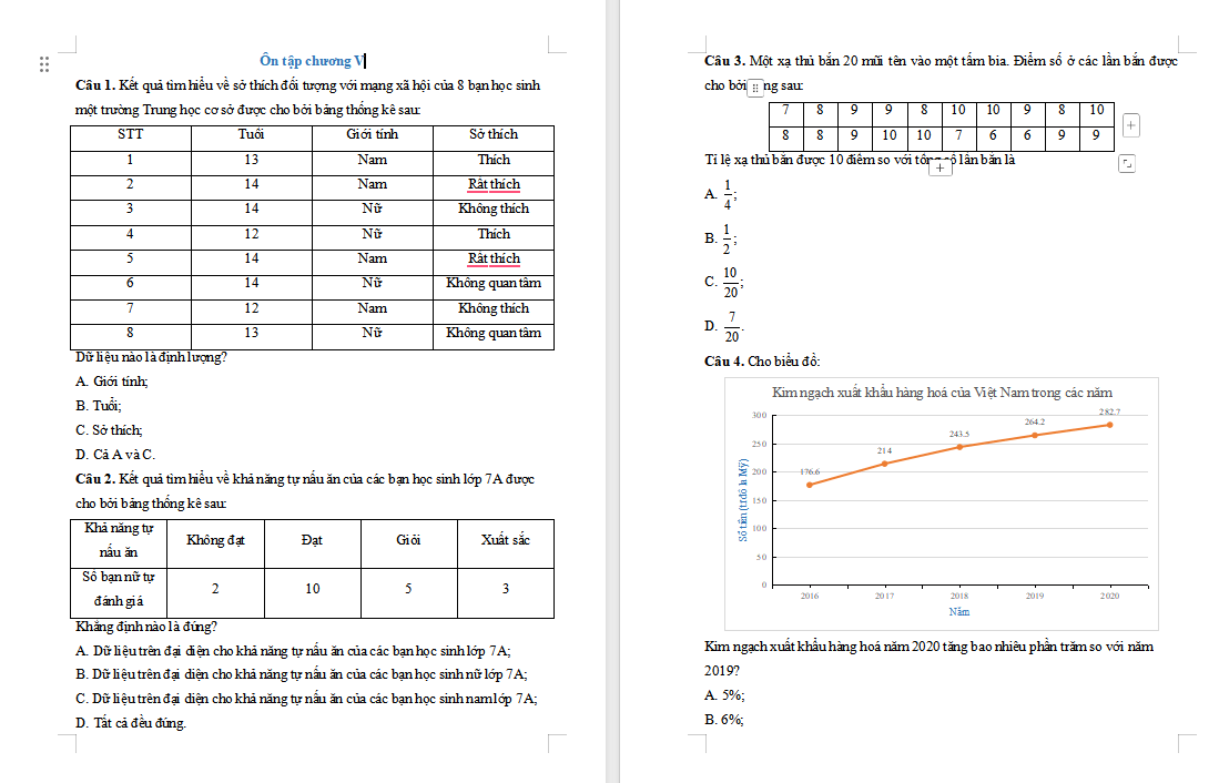 Bài tập Toán 7 Bài tập cuối chương 5