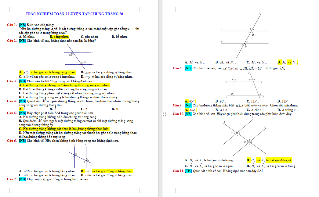 Bài tập Toán 7 Luyện tập chung trang 50