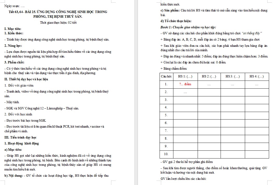 Giáo án Bài 25 Công nghệ 12 Kết nối tri thức