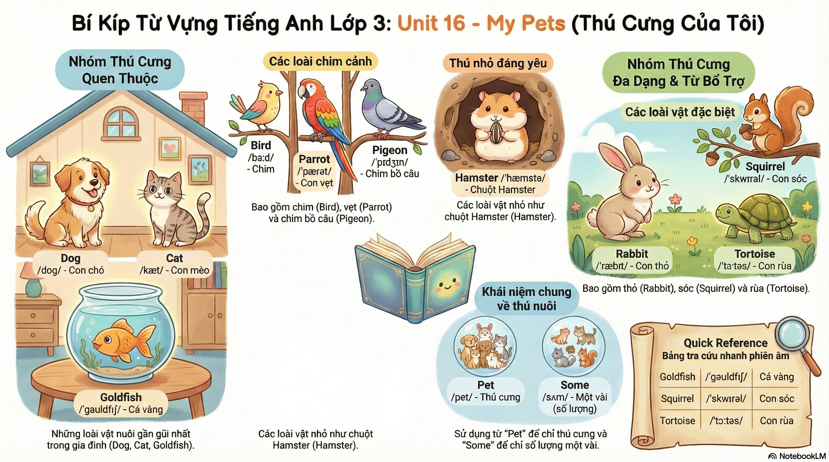 Từ vựng tiếng Anh lớp 3 Unit 16