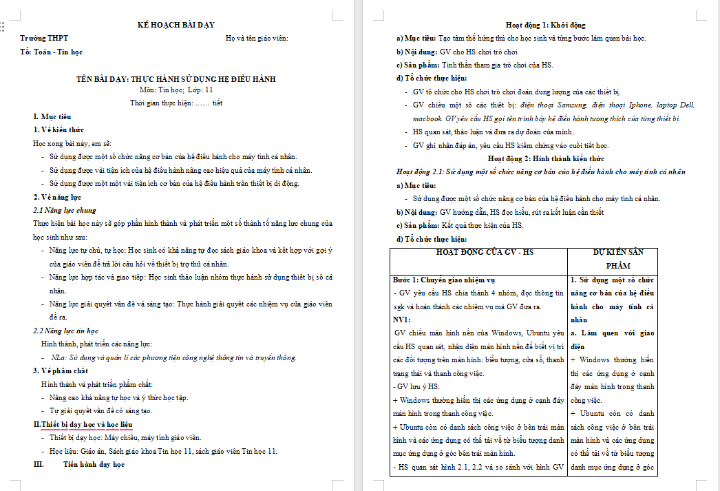 Giáo án Tin học 11 Bài 2