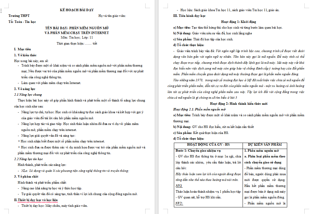 Giáo án Tin học 11 Bài 3