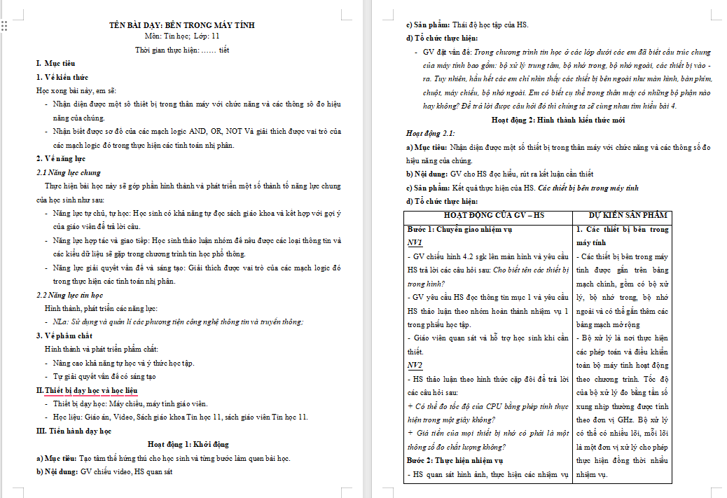 Giáo án Tin học 11 Bài 4