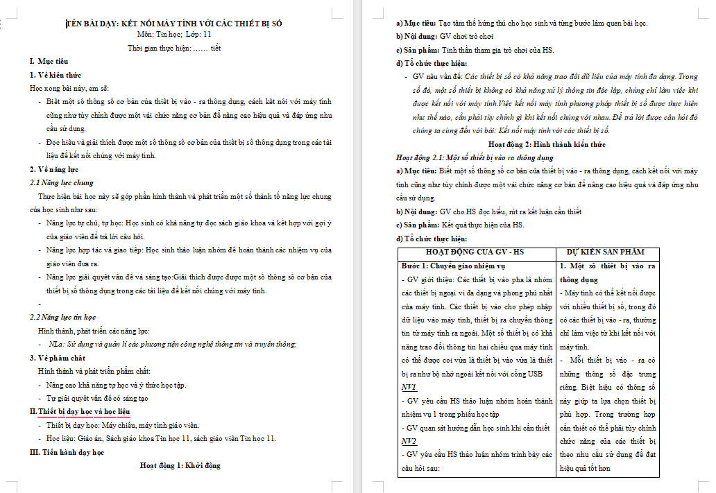 Giáo án Tin học 11 Bài 5