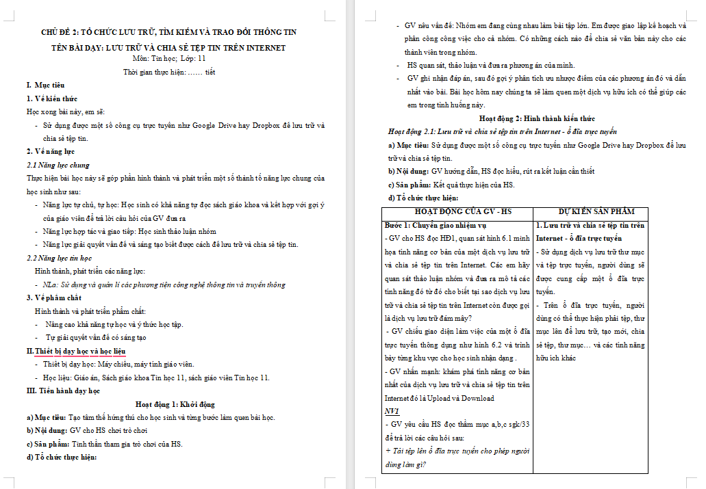 Giáo án Tin học 11 Bài 6