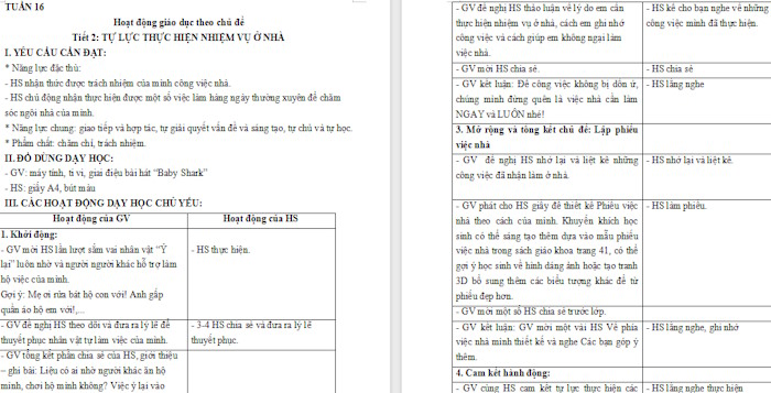 Giáo án Hoạt động trải nghiệm 4 Tuần 16