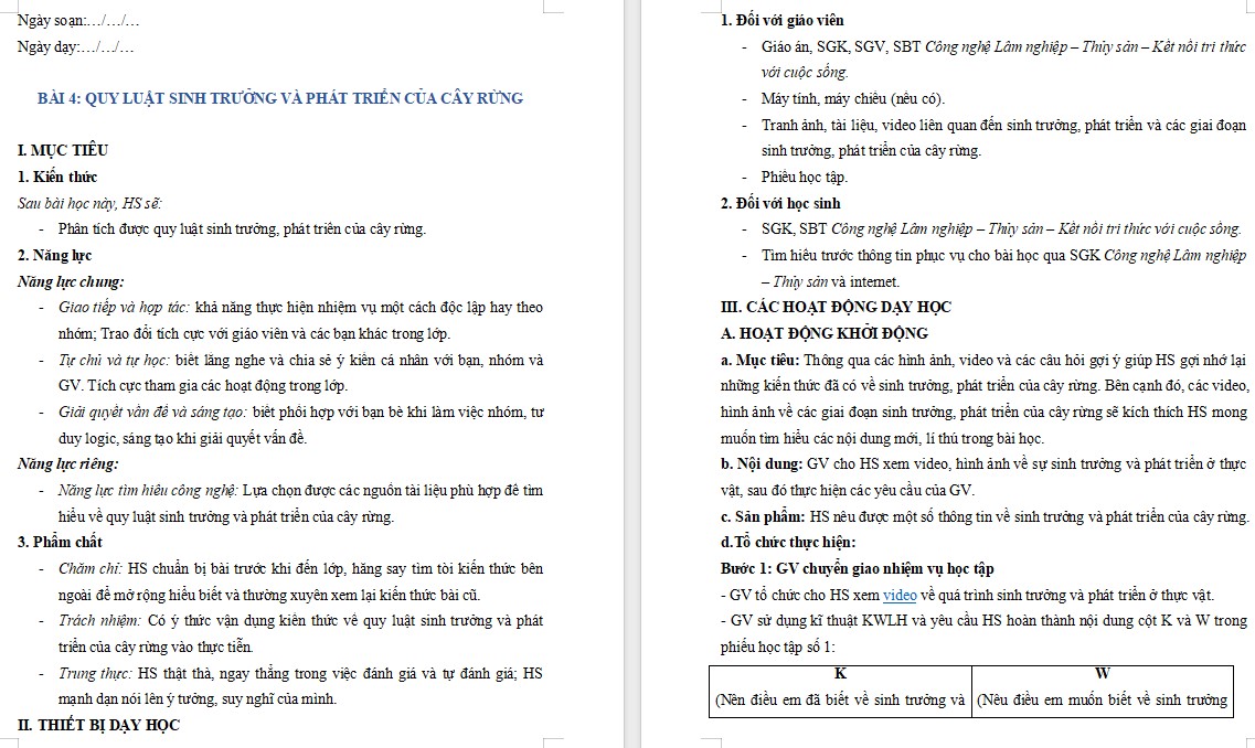 Giáo án Bài 4 Công nghệ 12 Kết nối tri thức