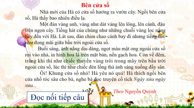 PowerPoint Tiếng Việt 2 Bài 4: Đọc Bên cửa sổ