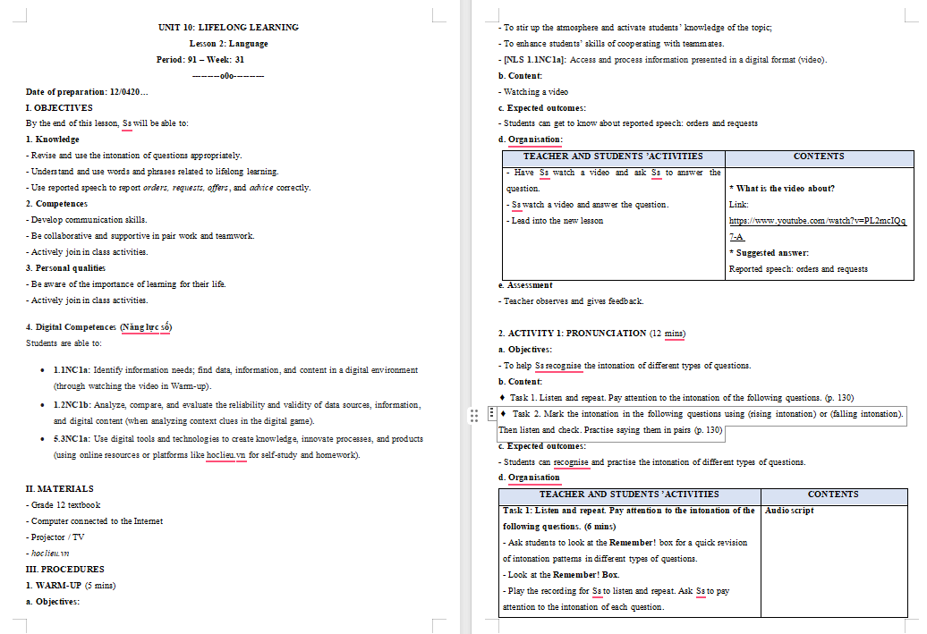 Tiếng Anh 12 Unit 10: Language