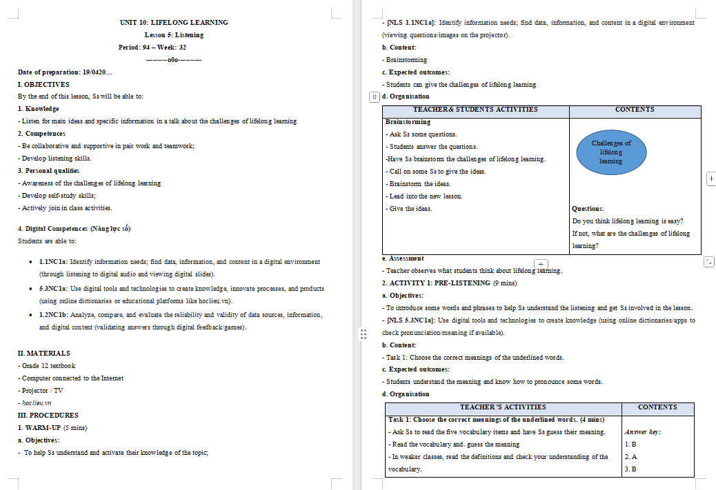 Tiếng Anh 12 Unit 10: Listening