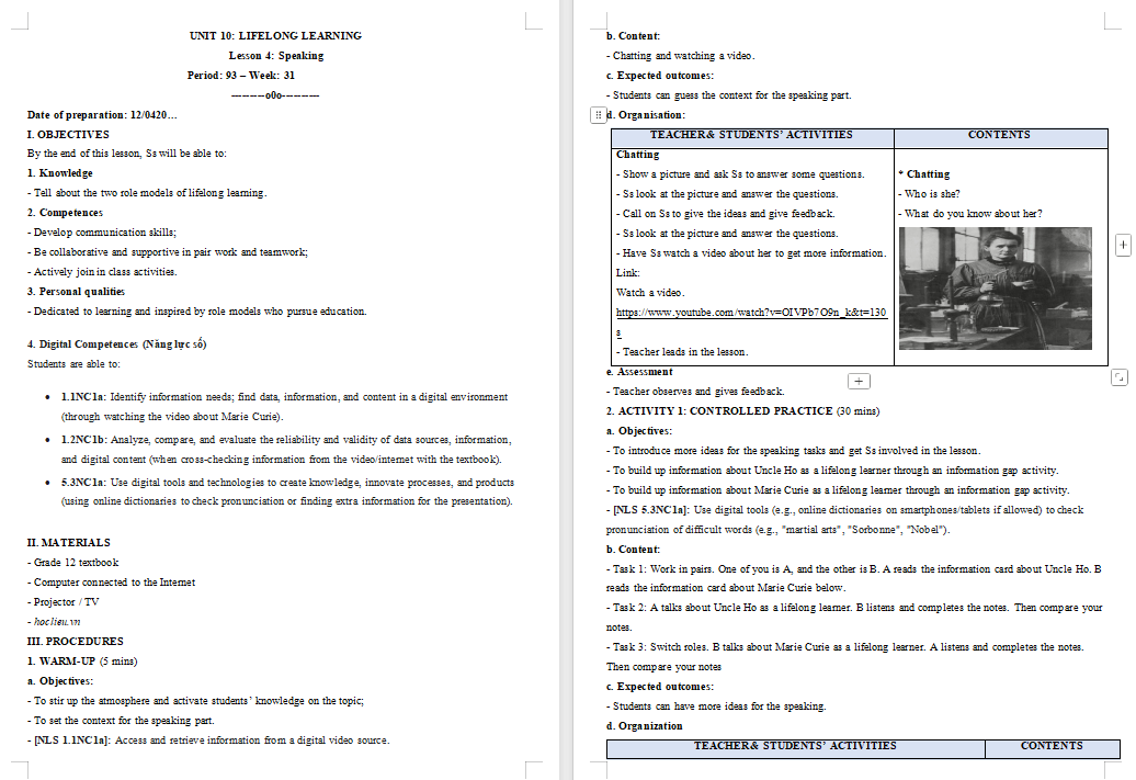 Tiếng Anh 12 Unit 10: Speaking