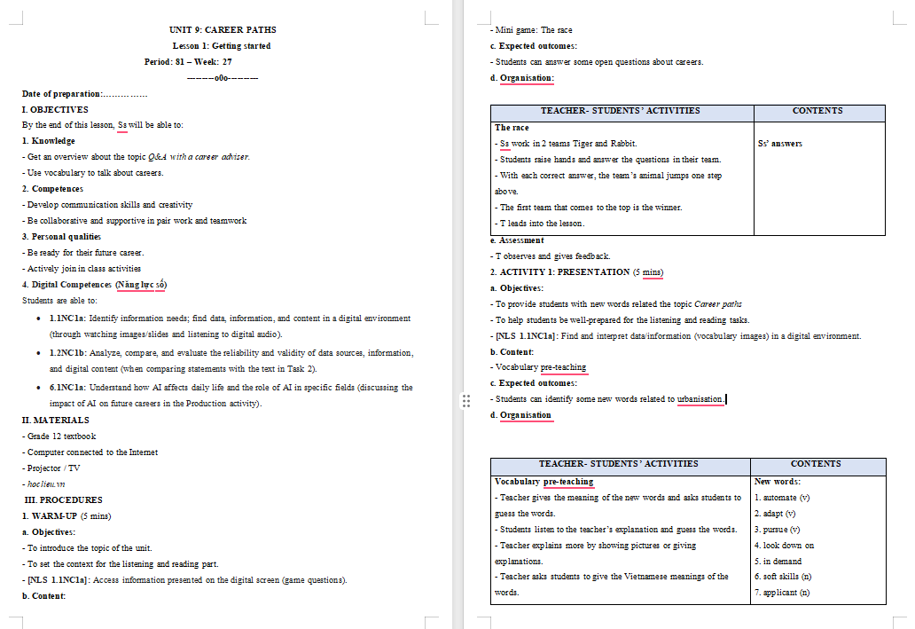 Tiếng Anh 12 Unit 9: Getting Started