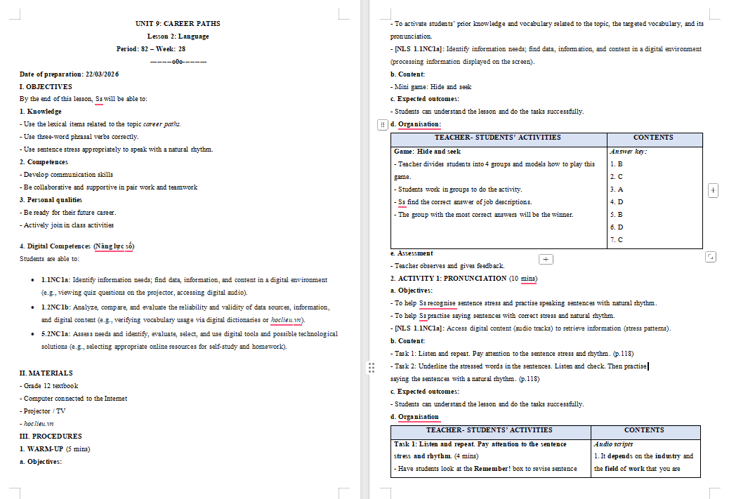 Tiếng Anh 12 Unit 9: Language 