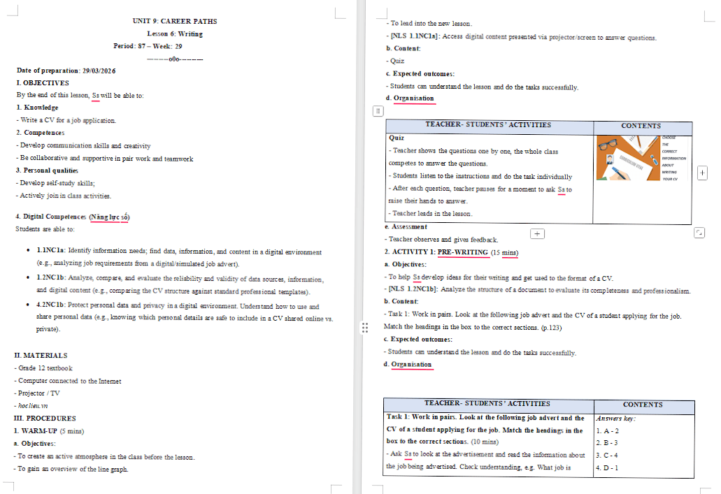 Tiếng Anh 12 Unit 9: Writing