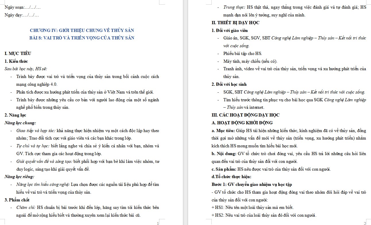 Giáo án Bài 8 Công nghệ 12 Kết nối tri thức