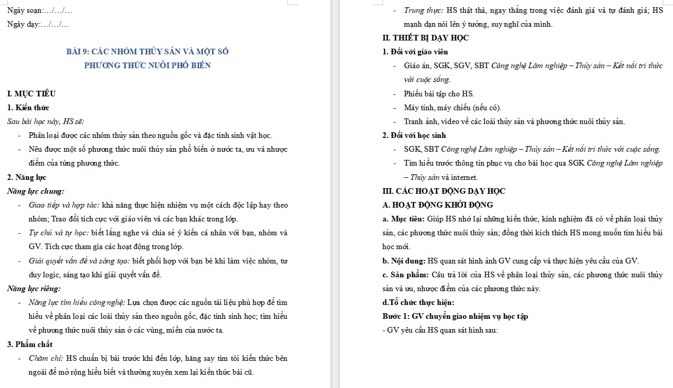 Giáo án Bài 9 Công nghệ 12 Kết nối tri thức