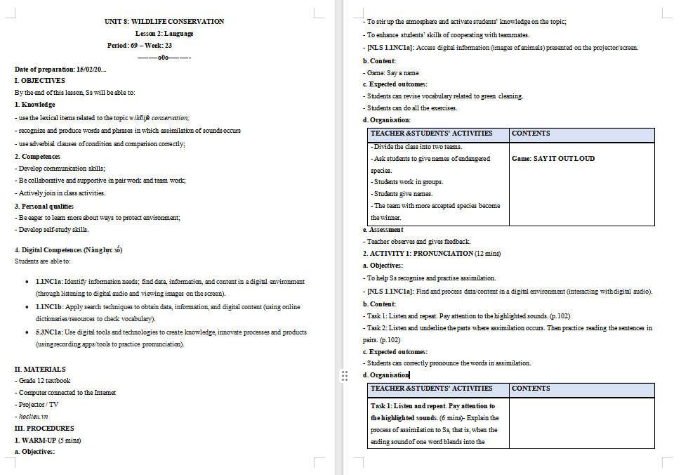 Giáo án PowerPoint Tiếng Anh 12 Unit 8: Language
