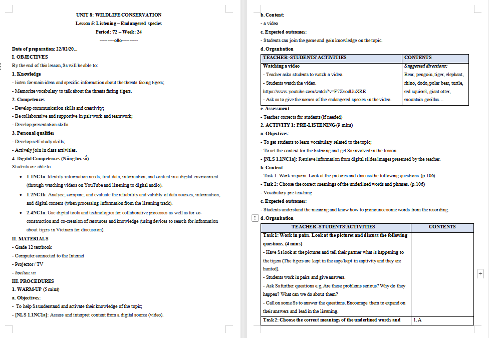 Giáo án PowerPoint Tiếng Anh 12 Unit 8: Listening