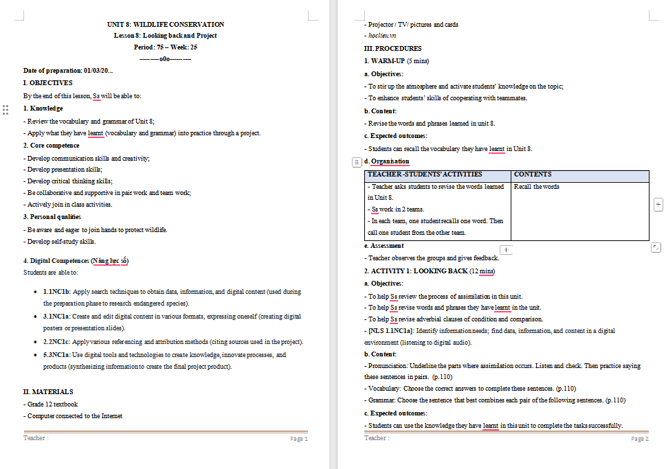 Giáo án PowerPoint Tiếng Anh 12 Unit 8: Looking Back