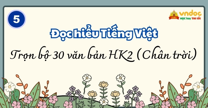 Bộ 30 bài Đọc hiểu Tiếng Việt lớp 5 Học kì 2 Chân trời sáng tạo (Có đáp án)