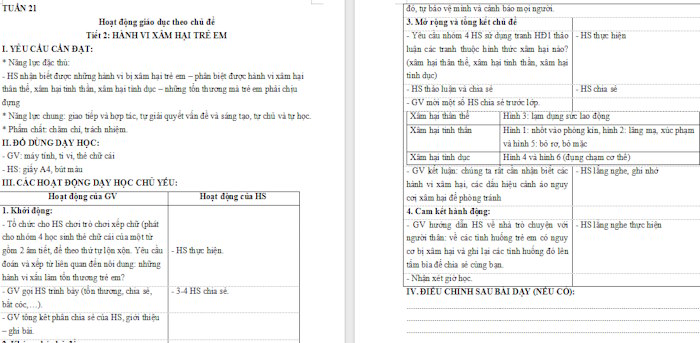 Giáo án Hoạt động trải nghiệm 4 Tuần 21