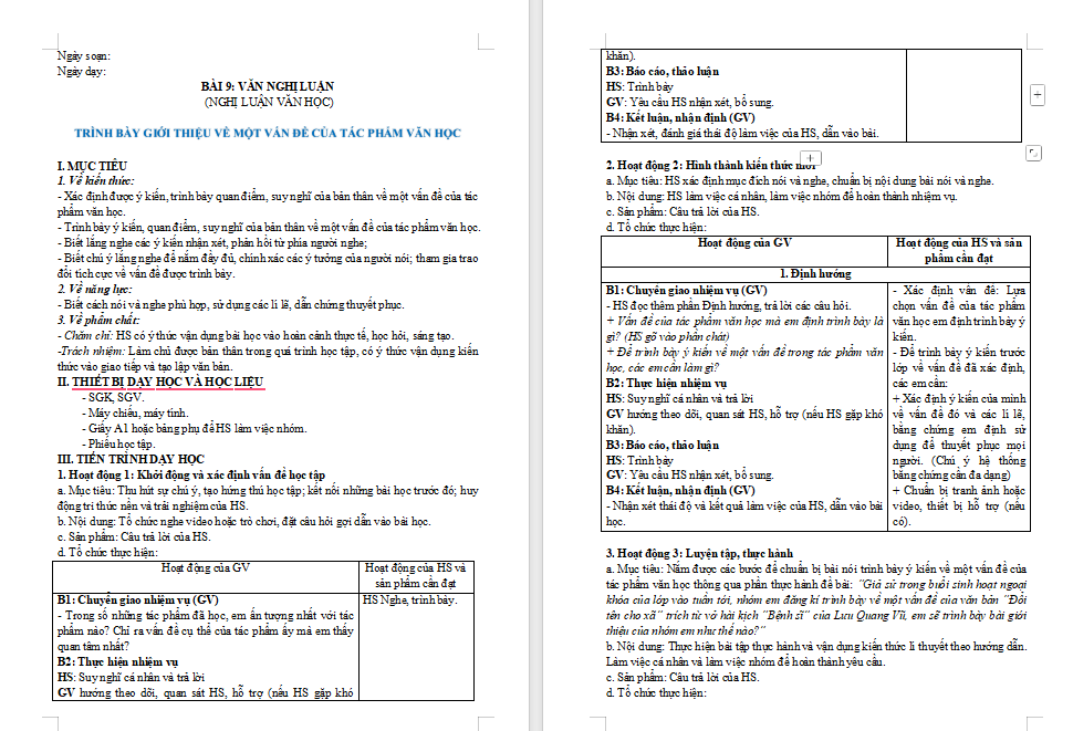 Thuyết trình bài giới thiệu về một vấn đề của tác phẩm văn học