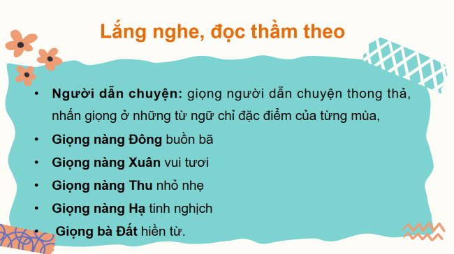 PowerPoint Tiếng Việt 2 Bài 1: Đọc Chuyện bốn mùa