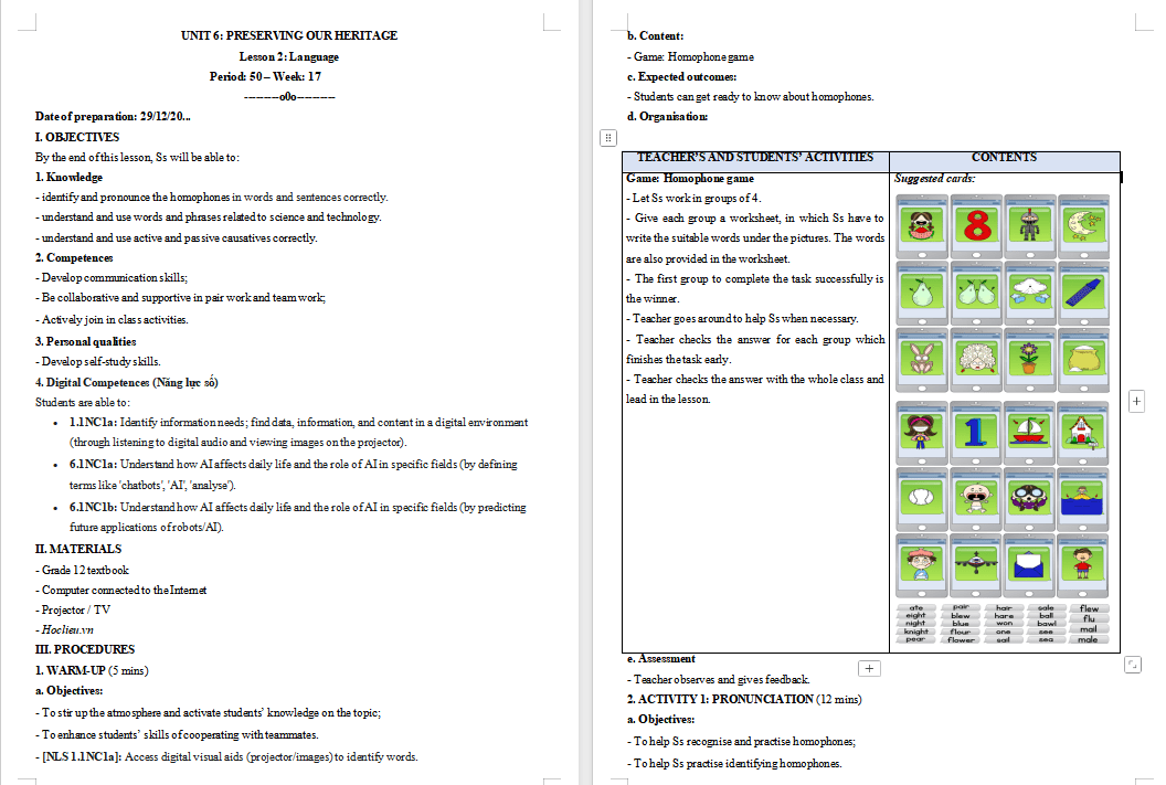 Tiếng Anh 12 Unit 6: Language
