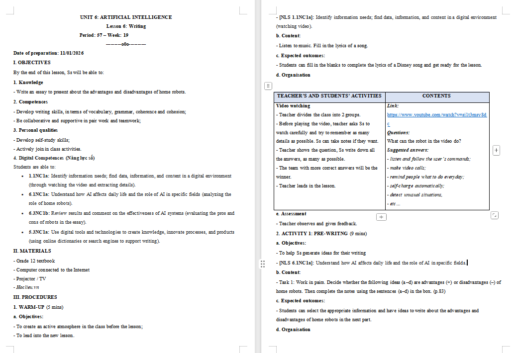 Tiếng Anh 12 Unit 6: Writing