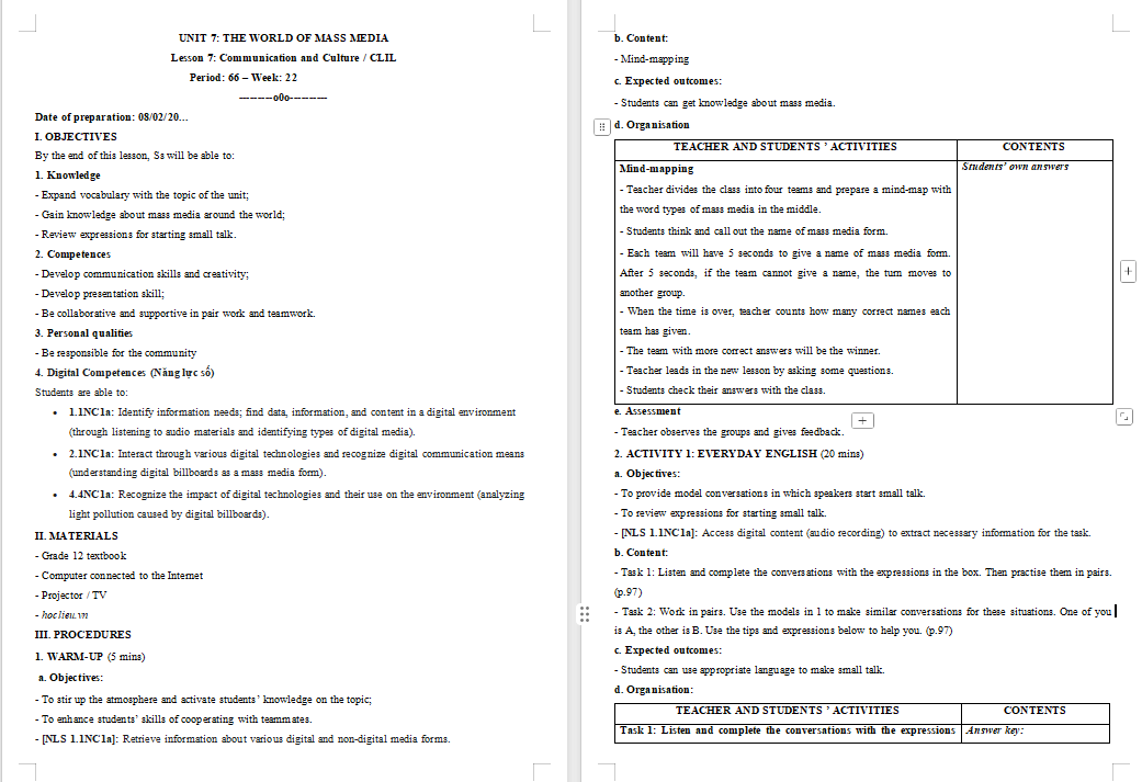 Tiếng Anh 12 Unit 7: Communication and Culture