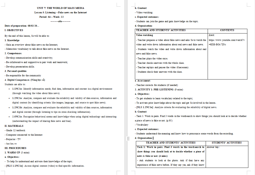 Tiếng Anh 12 Unit 7: Listening