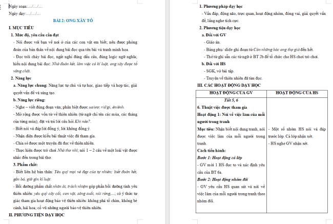 Giáo án Tiếng Việt 2 Bài 2: Thuật việc được tham gia