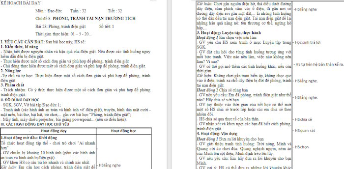 Giáo án Đạo đức 1 Phòng, tránh điện giật