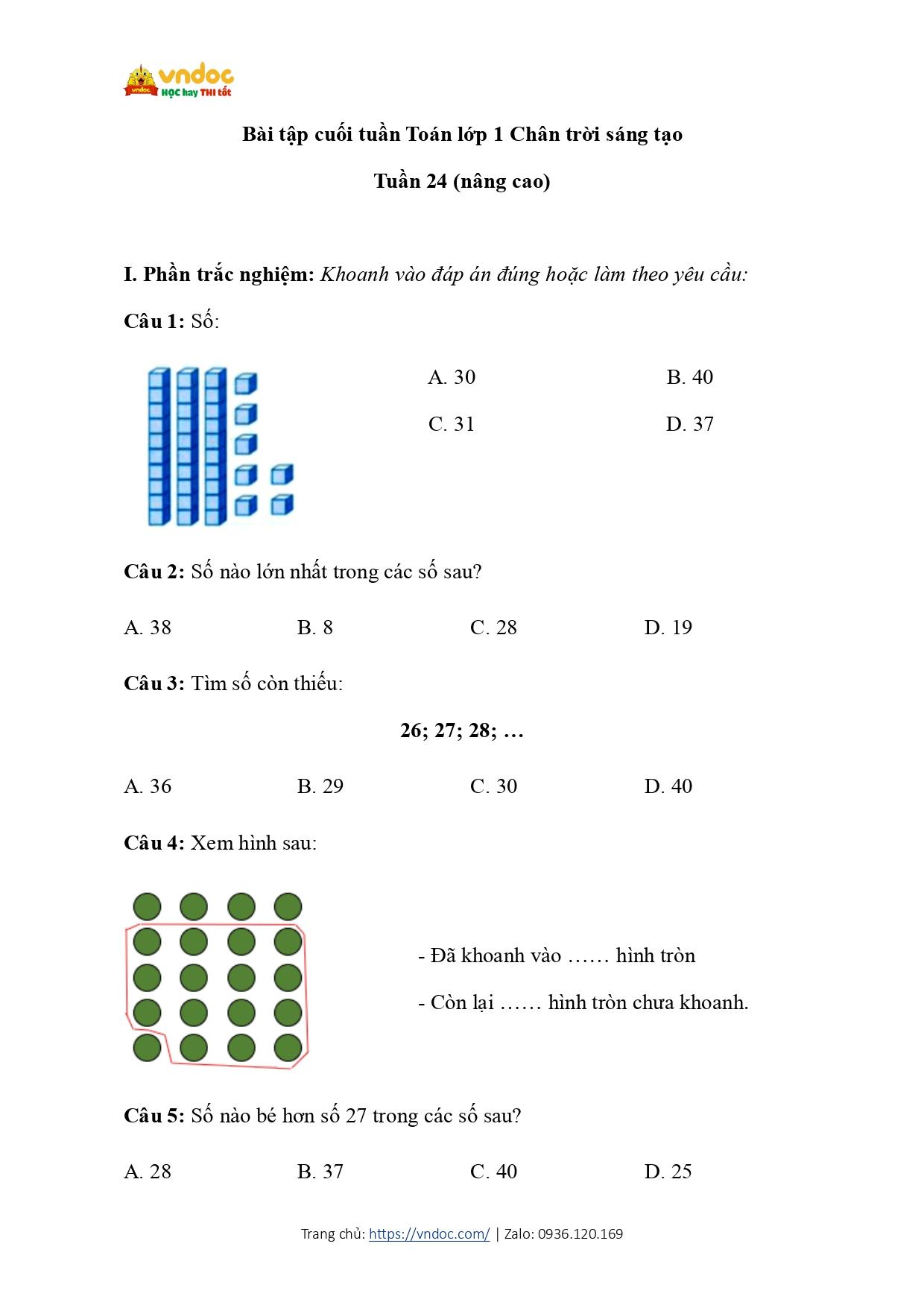 bai tap cuoi tuan mon toan 1 tuan 24 nang cao ctst page 0001*898730