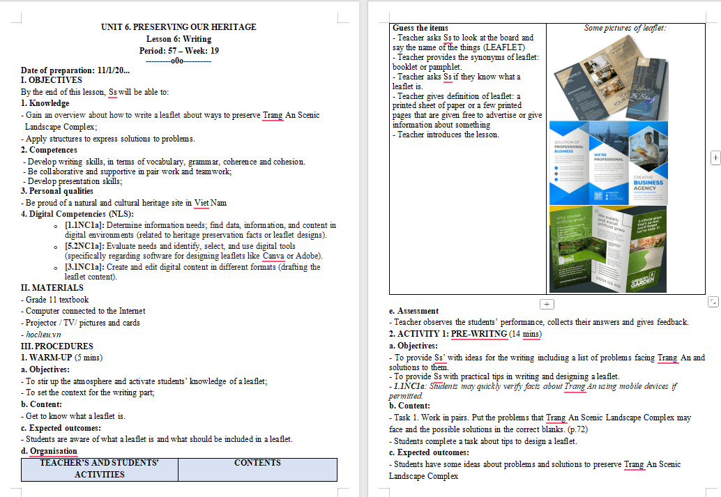 Giáo án Tiếng Anh 11 Unit 6: Writing 