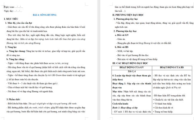 Giáo án Tiếng Việt 2 Bài 4: Luyện tập thuật việc được tham gia (tiếp theo)
