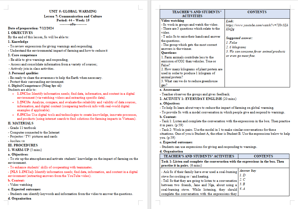 Tiếng Anh 11 Unit 5 Communication and Culture