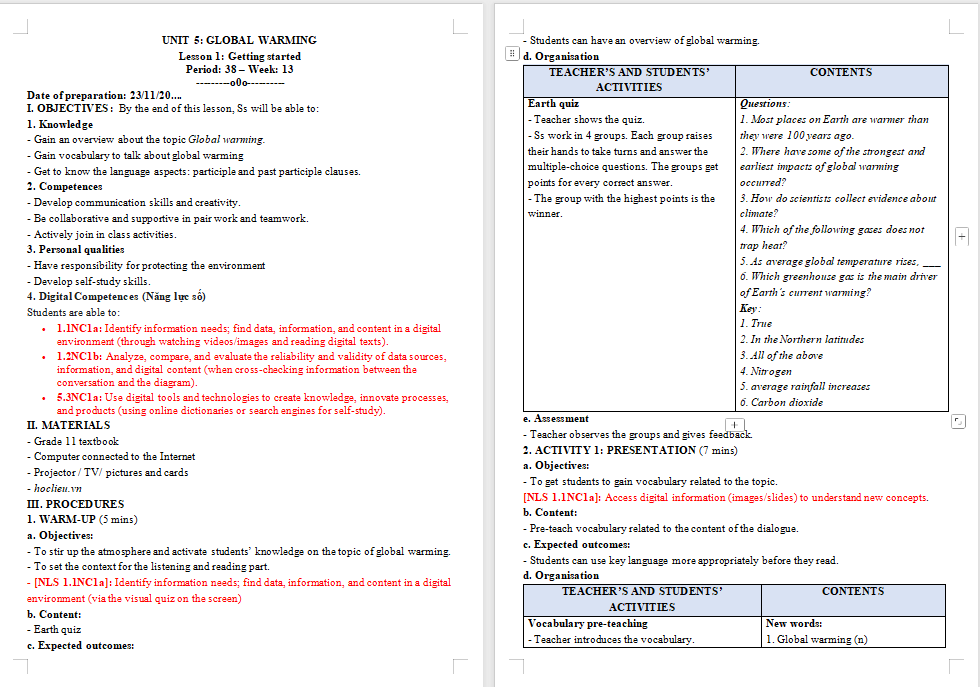 Tiếng Anh 11 Unit 5 Getting Started