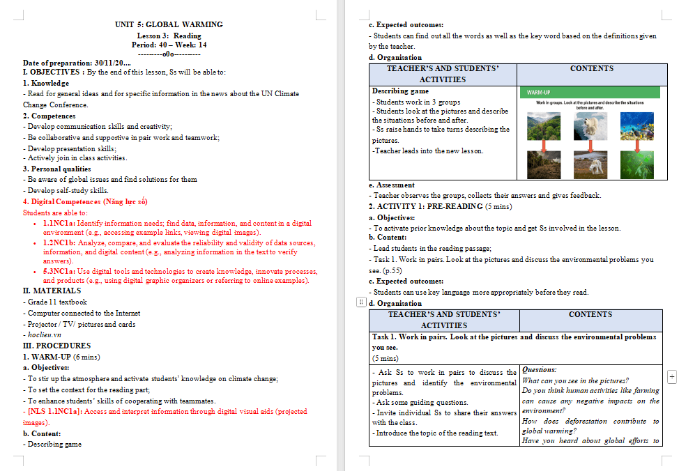 Tiếng Anh 11 Unit 5 Reading