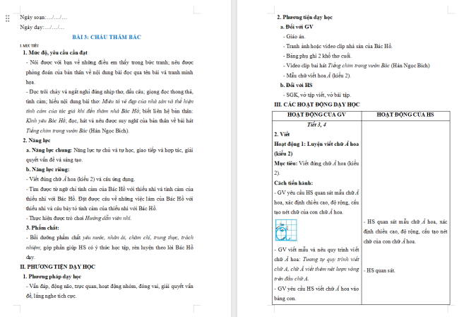 Giáo án Tiếng Việt 2 Bài 3: Từ chỉ tình cảm. Câu kiểu Ai làm gì?, Ai thế nào?