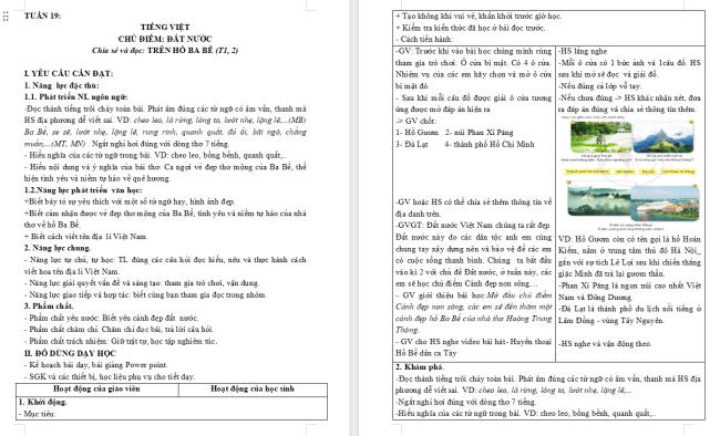 Giáo án Tiếng Việt 3 Bài 11: Trên hồ Ba Bể