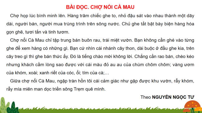 PowerPoint Tiếng Việt 3 Bài 11: Chợ nổi Cà Mau