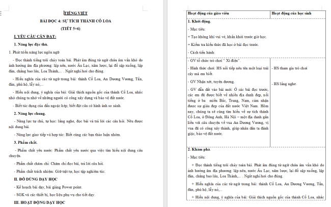 Giáo án Tiếng Việt 3 Bài 11: Sự tích thành Cổ Loa