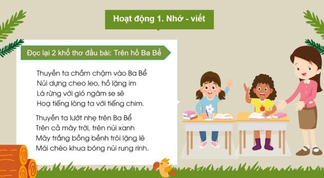 PowerPoint Tiếng Việt 3 Bài 11: Nhớ - viết Trên hồ Ba Bể