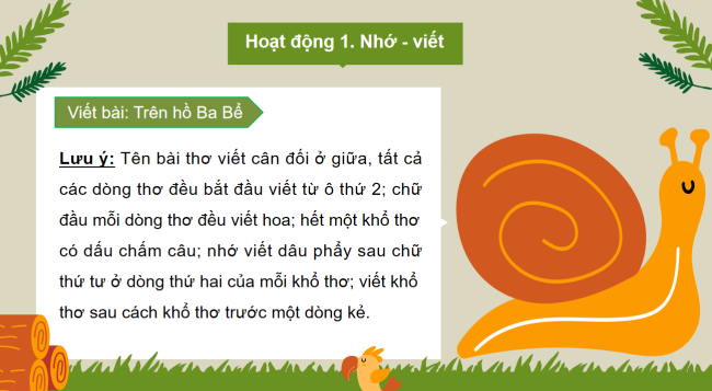 PowerPoint Tiếng Việt 3 Bài 11: Nhớ - viết Trên hồ Ba Bể