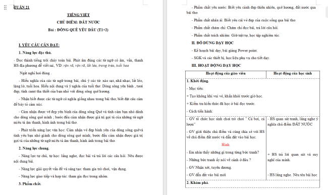 Giáo án Tiếng Việt 3 Bài 12: Sông quê