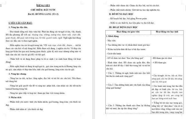 Giáo án Tiếng Việt 3 Bài 12: Hương làng