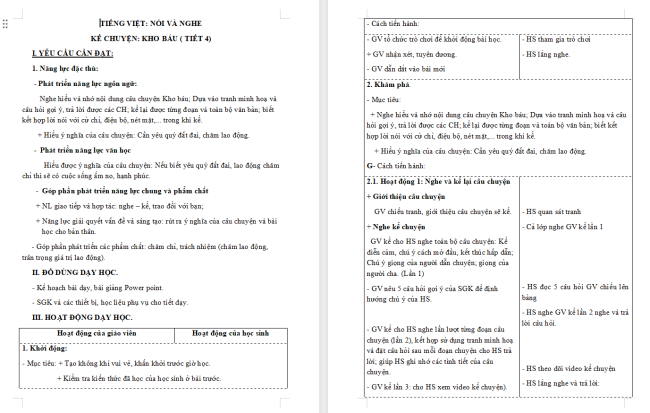Giáo án Tiếng Việt 3 Bài 12: Kể chuyện Kho báu